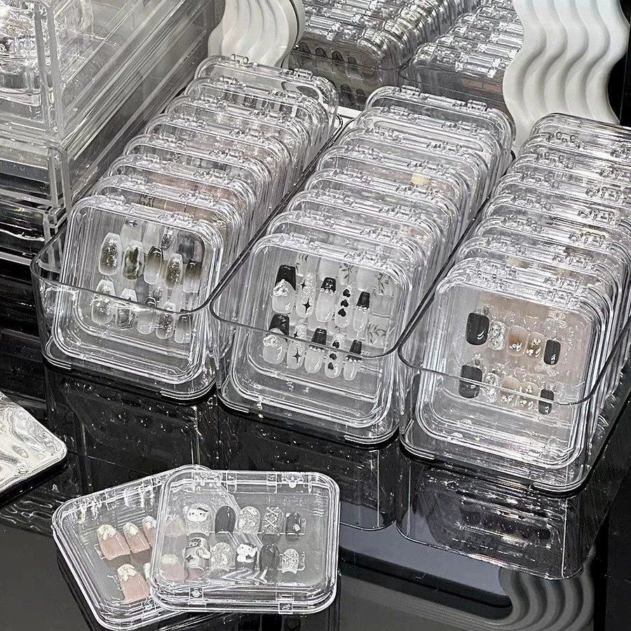 Коробка для упаковки ногтей, коробка для хранения маникюра, прозрачная коробка с откидной крышкой, утолщенная демонстрационная коробка, акриловая подарочная коробка для фотографий, коробка для накладных ногтей