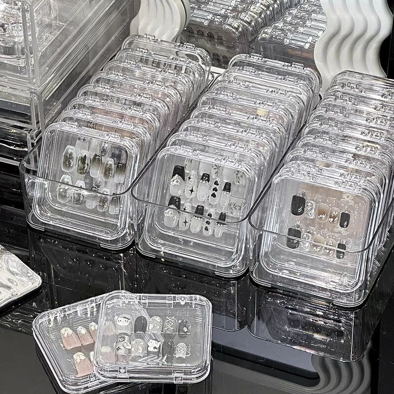Nail Packaging Box, Nail Storage Box, Transparent Flip-Top Box, Thickened Display Box, Photo-Acrylic Gift Box for Nail Tips