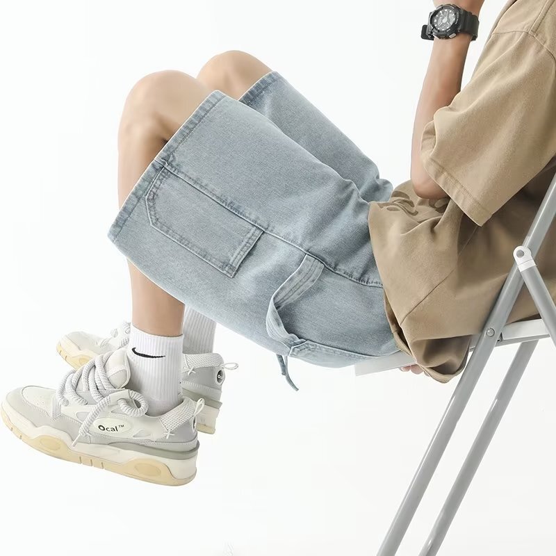 Summer New Denim Shorts Men's High Street Fashion Brand 2025 New Casual Trendy Five-Point Pants Loose Jeans Summer New Denim Shorts Men's High Street Fashion Brand 2025 New Casual Trendy Five-Point Pants Loose Jeans