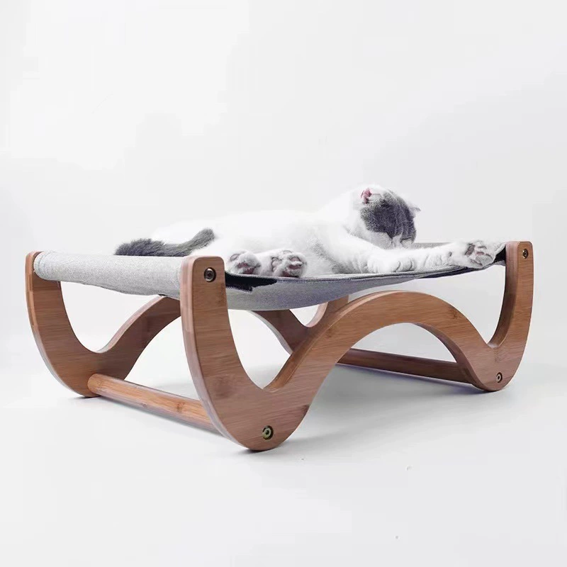 Деревянная простая повседневная игровая кровать-качалка для кошек, кожаная кровать для сна для кошек, легко чистящиеся товары для домашних животных