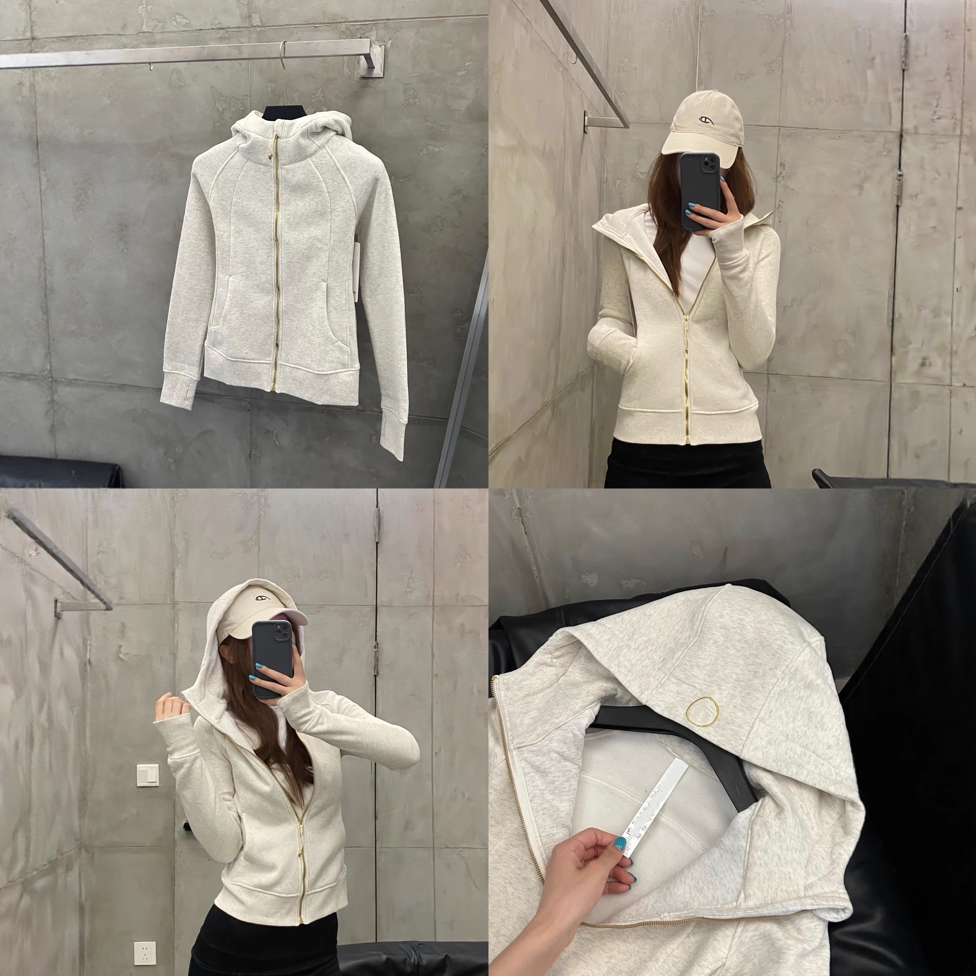 Lulu Original Label Yoga Wear Scuba Women's Slim Hooded Sweatshirt Zipper Jacket Casual Velvet Top