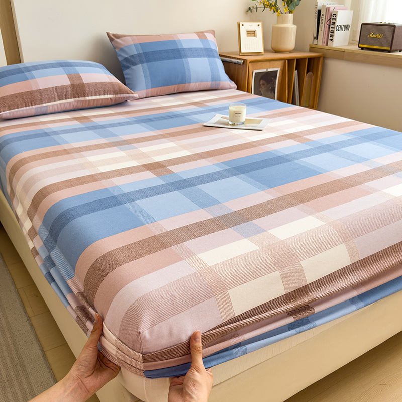 Funda de cama cepillada de algodón cubierta protectora de colchón de una sola pieza 2024 nueva funda de cama impresa para una sola persona para todas las estaciones