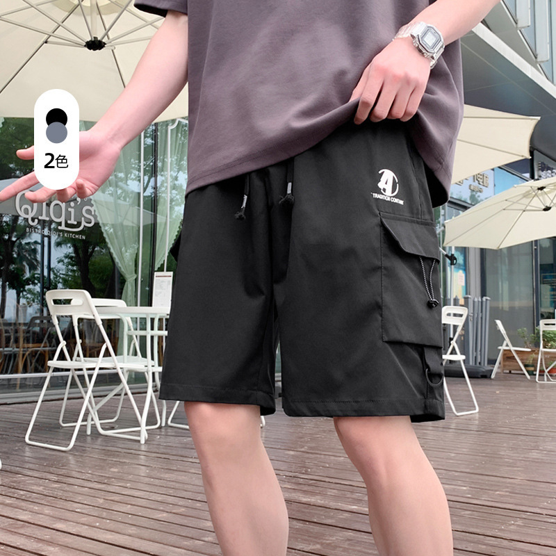 Cross-Border Summer New Korean Style Men's Casual Letter Printed Stylish Shorts Sports Running Basketball Five Points