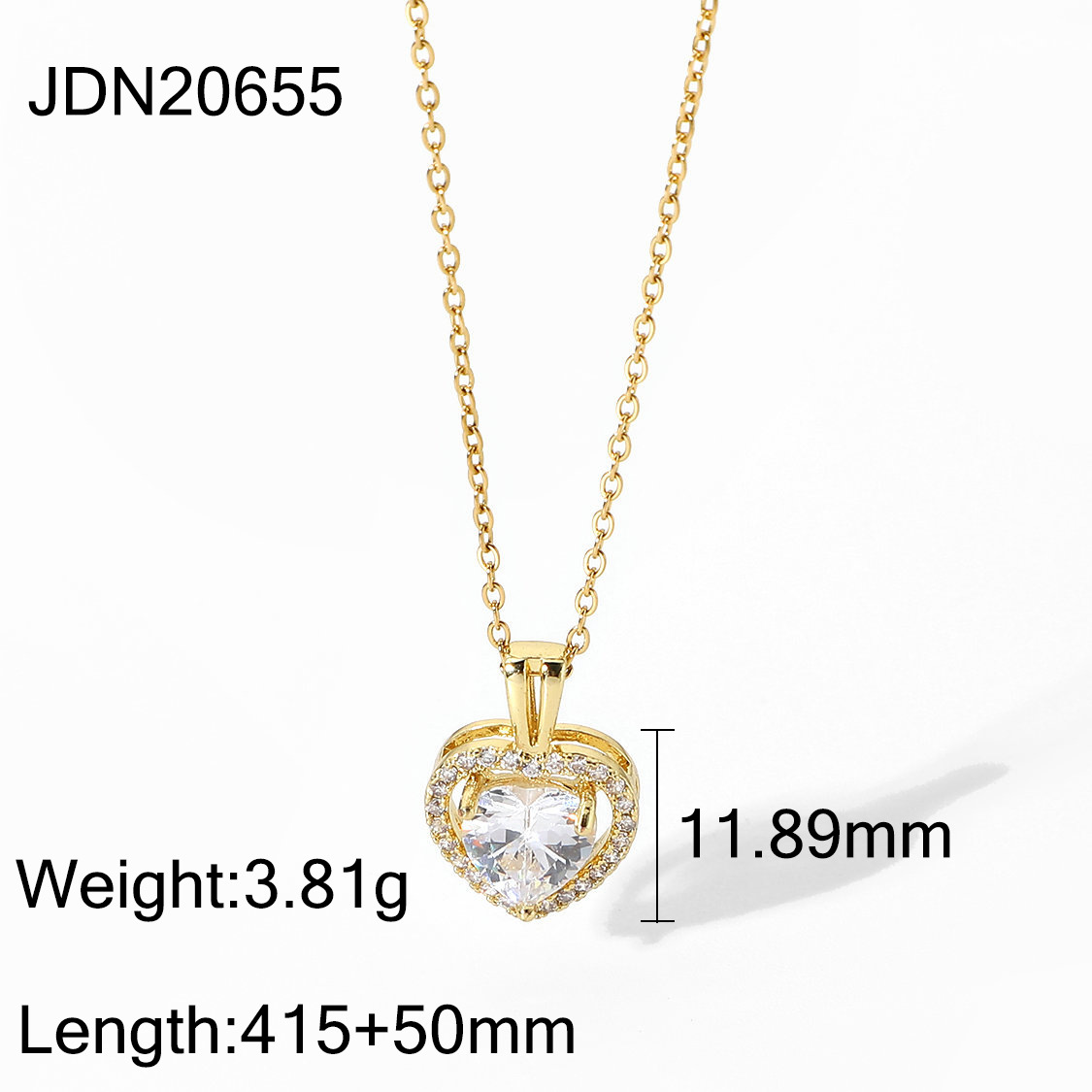 Exquisite Women's Wedding Jewelry Stainless Steel Gold Large Single Shiny Crystal Heart Pendant Engagement Necklace For Women display picture 8