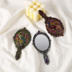 Creative Retro Size Peacock Top Crown Mirror Comb Set Festival Gift Box Portable Mirror Set