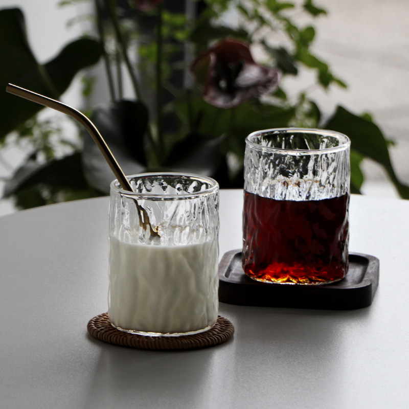 Gelas pola palu Jepang 300ml, cangkir air transparan tahan suhu tinggi cangkir kopi es musim panas pola pohon tunggul
