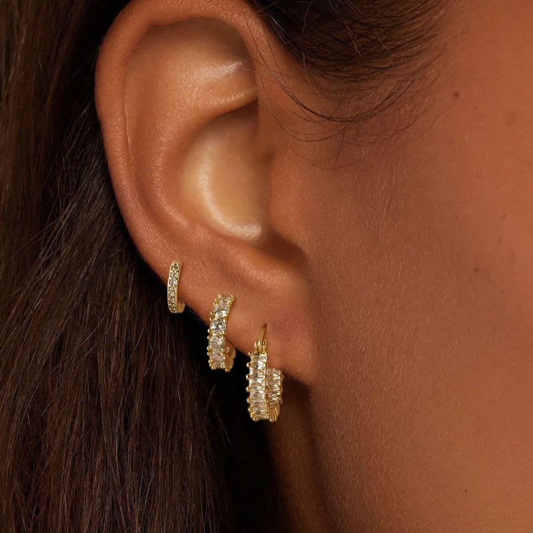 Boucles d'oreilles pendantes élégantes plaquées or et zircon_voghion.com