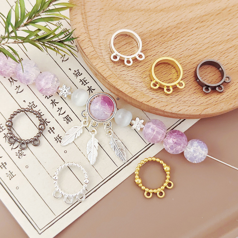 Alloy Three Hanging Bag Bead Ring Straight Hole Xizang Silver Bead Ring Bead Ring Bead Circle Handmade DIY Bead Accessories