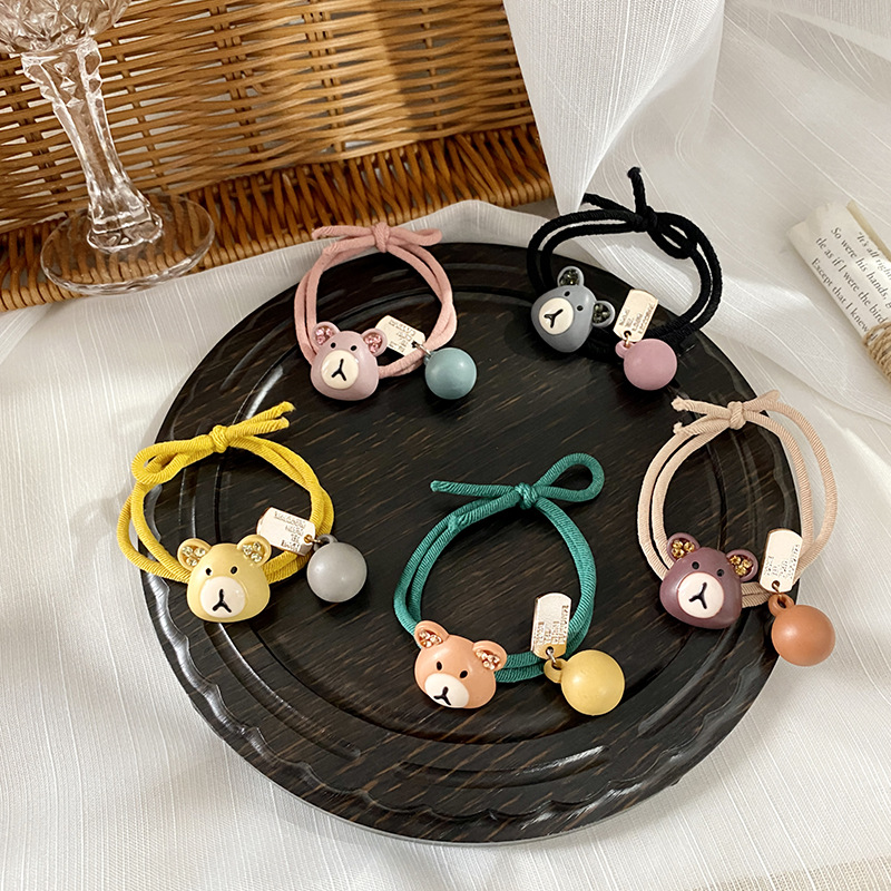 韩国新款百搭可爱小熊头绳发绳潮流森女皮筋丸子头发圈头饰批发