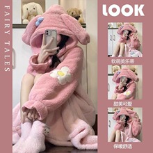 美乐蒂加厚珊瑚绒睡衣女2025年新款冬季网红可爱家居服可外穿睡袍