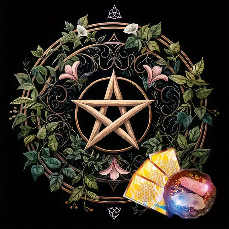 タロットテーブルクロスTarot Tablecloth布マット月相太陽花卉太陽生命樹ベルベットテーブルクロス|undefined