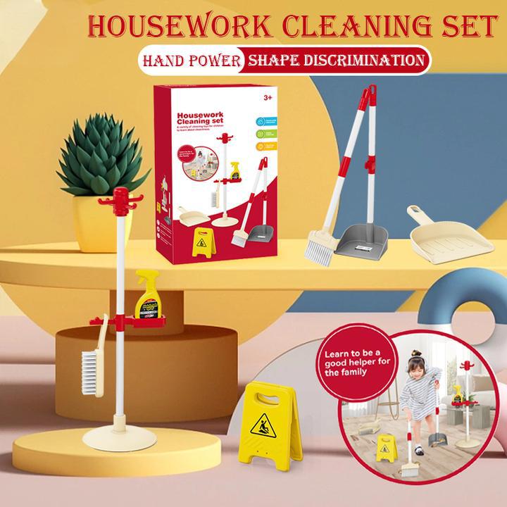 Amazon Simulación Kit de limpieza de casa giratorio trapeador infantil herramienta de limpieza escoba trapeador juguetes de cubo