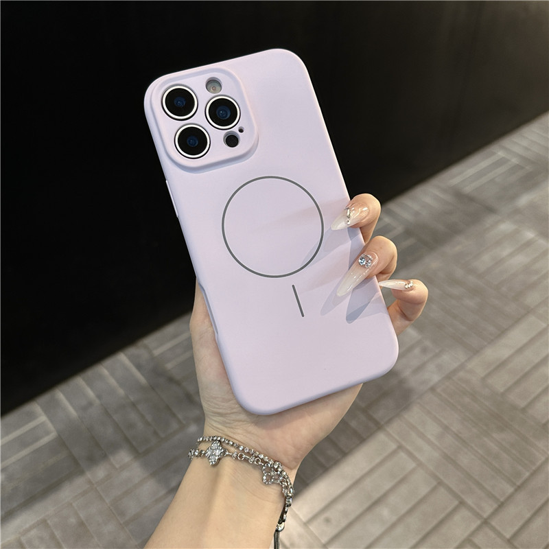 Apple 16promax 携帯電話ケースに適した細いサークル磁気吸引肌の感触 iphone17 ソリッドカラー磁気吸引ケース 15 シリコンケース|undefined