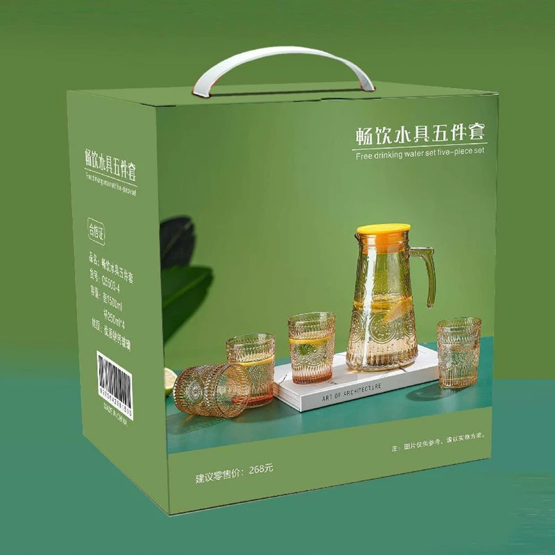 Ретро стеклянная бутылка с холодной водой из подсолнечника, набор из пяти предметов, термостойкая бутылка с холодной водой, бытовая чашка для воды, костюм, подарок для занятий