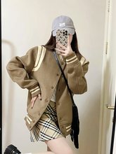 棒球服女2025春秋新款韩版学院风小个子美式复古加厚短款夹克外套
