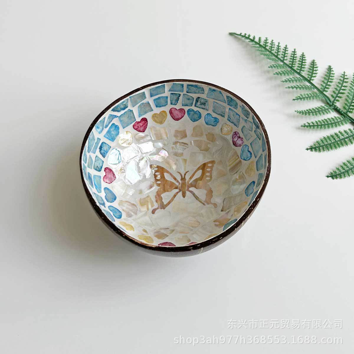 Tazón de coco, bandeja de almacenamiento de llaves de puerta de entrada, conchas de coco, tazón de cubiertos, decoración del hogar, bandeja de almacenamiento de dulces, semillas de melón