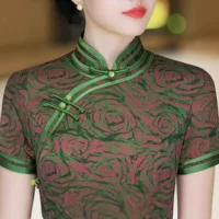 5596 высокого класса cheongsam новый китайский стиль женщины высокого уровня чувство летнего нового ежедневного ретро национального стиля платье темперамент длинный