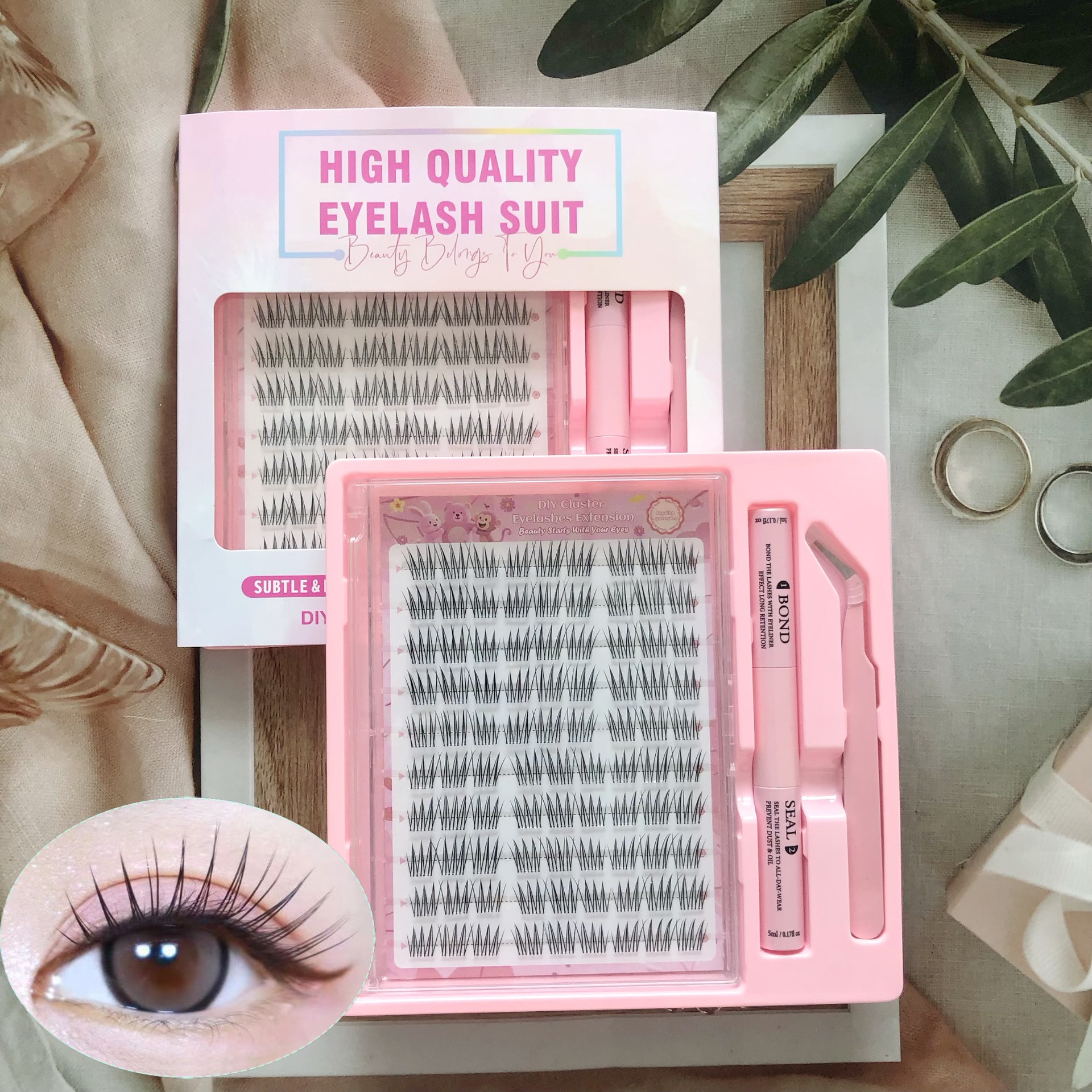 Conjuntos de pestañas falsas transfronterizas de gran capacidad sin terrier, pestañas falsas de grupo de mujeres con todo tipo de maquillaje para la foto.