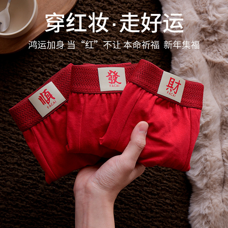 Pantalones interiores de algodón antibacteriano de hombre, pantalones interiores rojas de ángulo plano, pantalones interiores deportivas de alta calidad de hombre, pantalones interiores de hombre