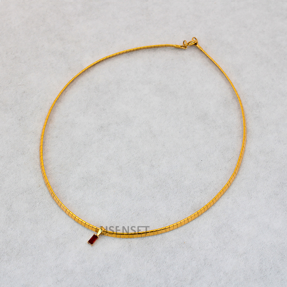 Fashion Square Stainless Steel Plating Inlay Zircon Pendant Necklace 1 Piece