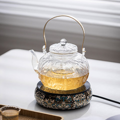 燒水玻璃壺錘紋泡茶壺過濾泡茶煮茶家用功夫茶耐熱蒸煮玻璃提梁壺