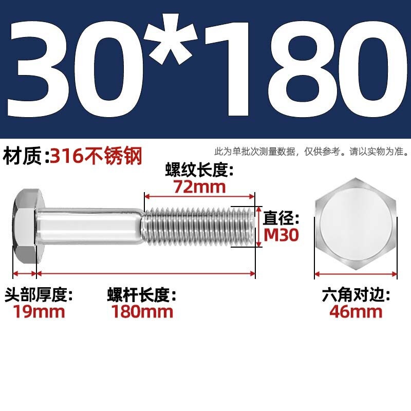 粗杆半牙螺丝316不锈钢外六角螺栓半螺纹半扣螺钉螺杆M6M8M10-M30|undefined