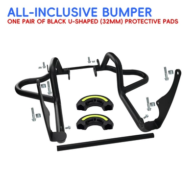 Suitable for Benda Black Flag Motorcycle bumper - black-carbon-steel-bumper-black-protective-block