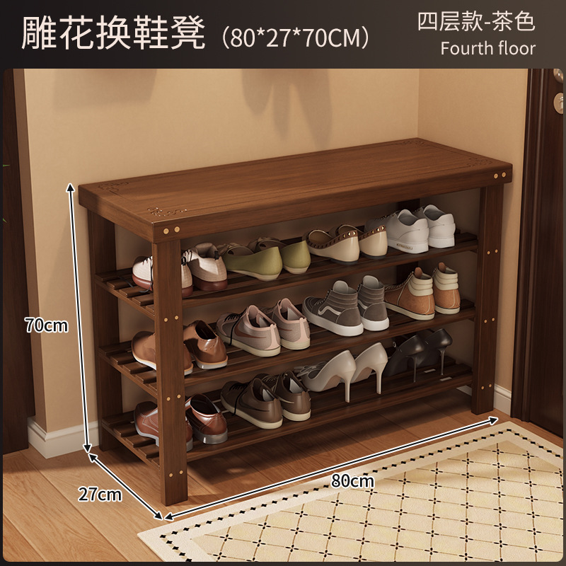 Zapatero integrado con banco para cambiar zapatos para uso doméstico en la entrada del pasillo, se puede usar para sentarse, banco de almacenamiento de zapatos de varias capas simple para apartamentos de alquiler. image 25