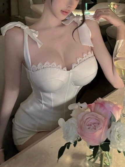 白い甘いスパイシーガール純粋な欲望セクシーなレースのチューブトップボトムストップ胸パッド付き|undefined