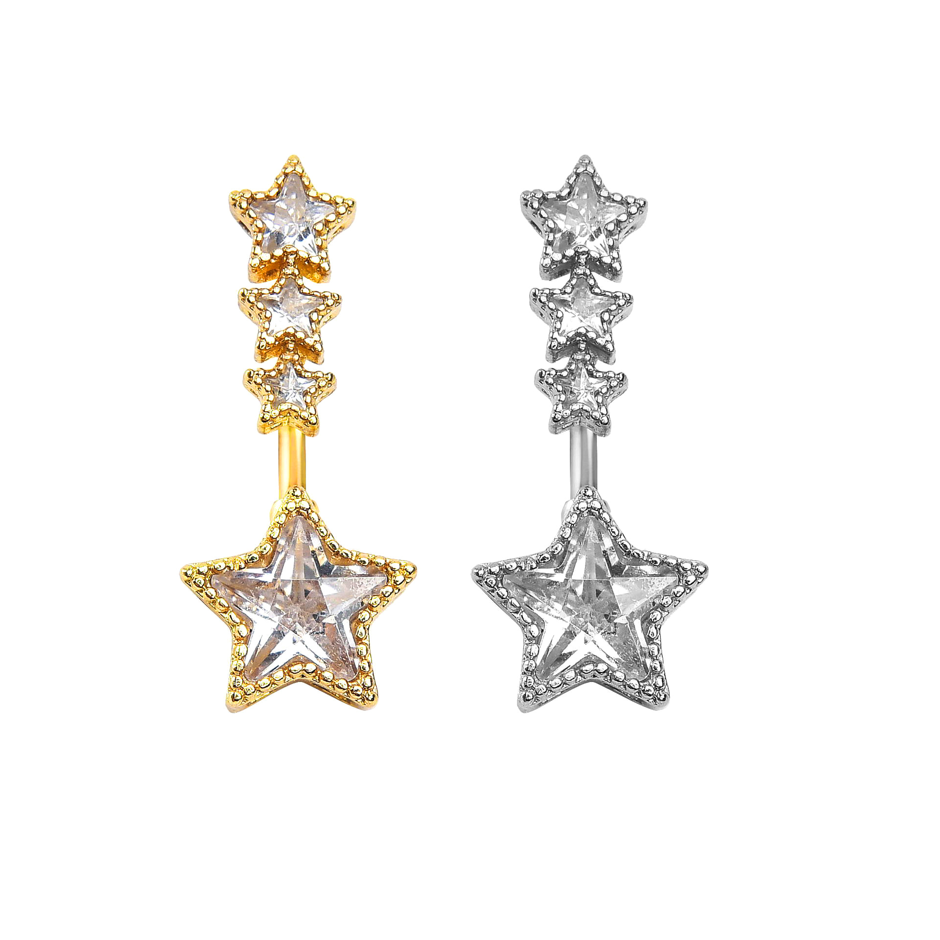 Piercing per ombelico versatile con stella a cinque punte in zircone, stile transfrontaliero_voghion.com