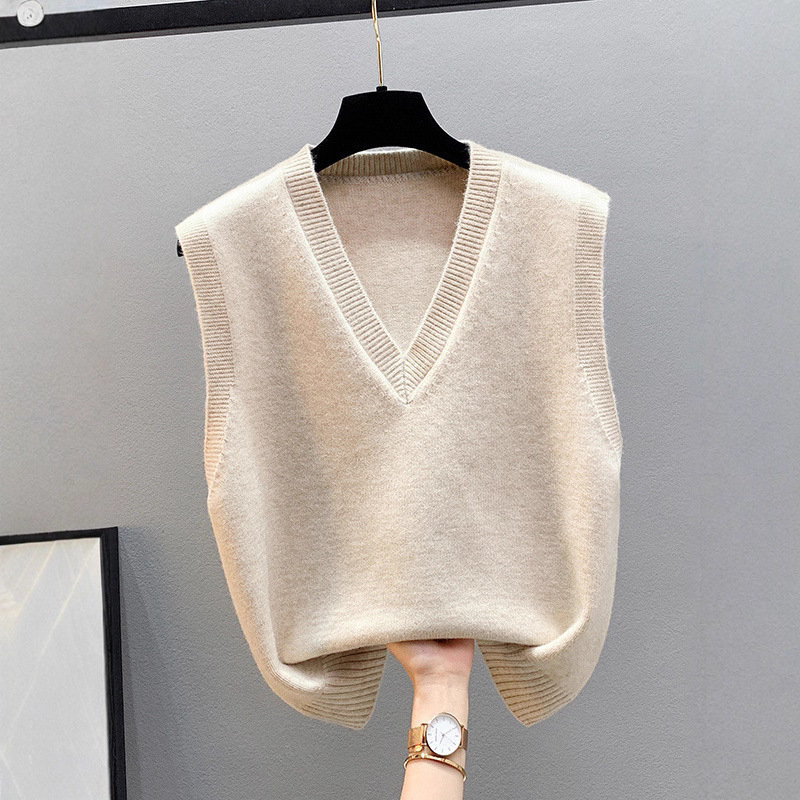 Women's Vest Jacket Spring and Autumn 2025 New Knitted Sweater V-Neck Loose Autumn and Winter Vest Outerwear Women's Vest Jacket Spring and Autumn 2025 New Knitted Sweater V-Neck Loose Autumn and Winter Vest Outerwear