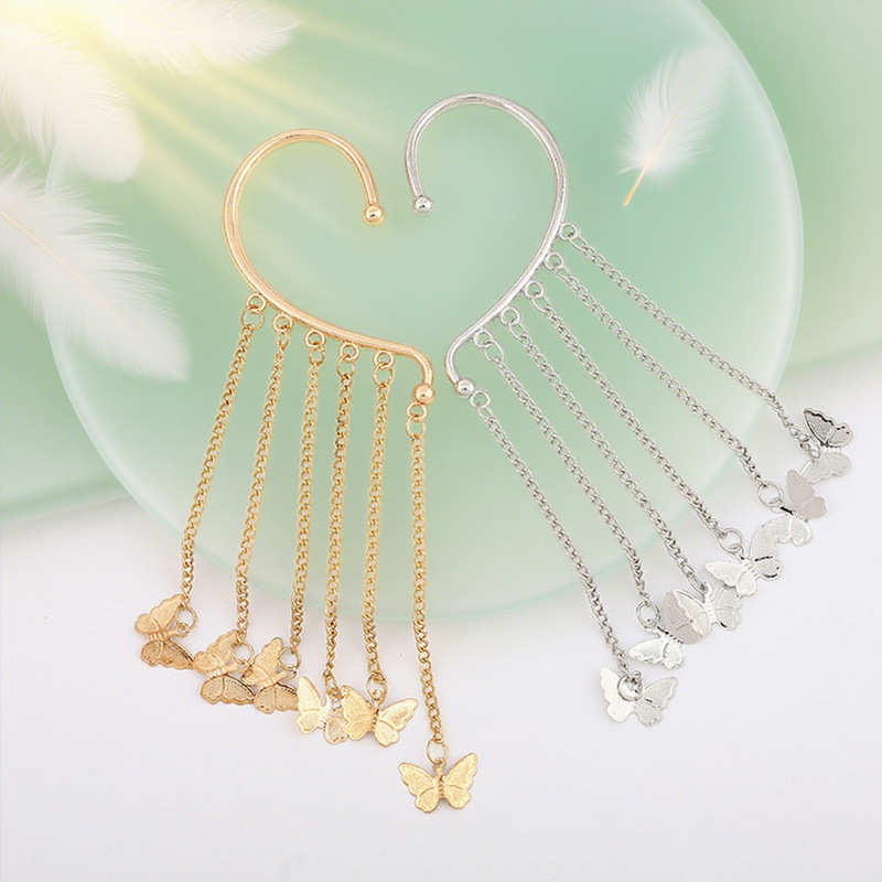 欧美长款流苏耳挂几何型气质蝴蝶耳环设计感饰品精致韩国潮配件新