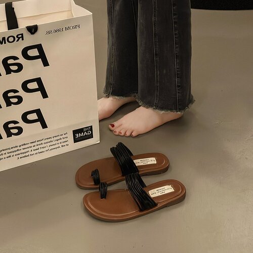 French Retro Toe Post Sandals for Women 2025 Summer Casual One Strap Sandals Unique Design Beach Sandals