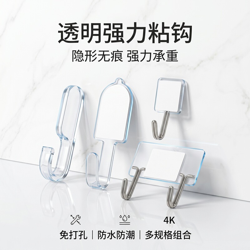 Production and wholesale of acrylic door hooks with iron hook base, creative DIY adhesive, no drilling required, traceless, strong adhesive Production and wholesale of acrylic door hooks with iron hook base, creative DIY adhesive, no drilling required, traceless, strong adhesive