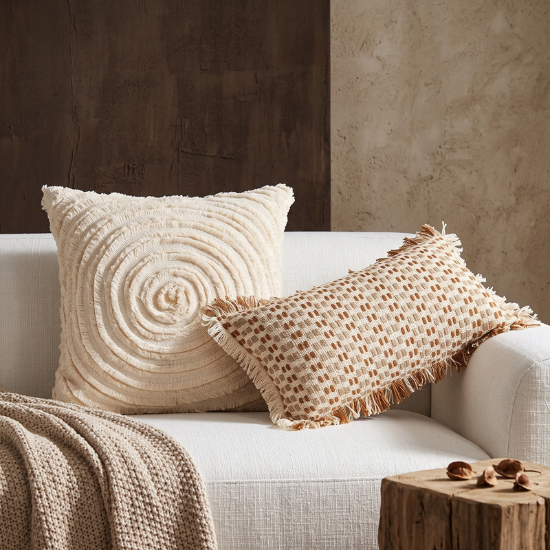 Sofa, cream pillow, pillowcase for bed