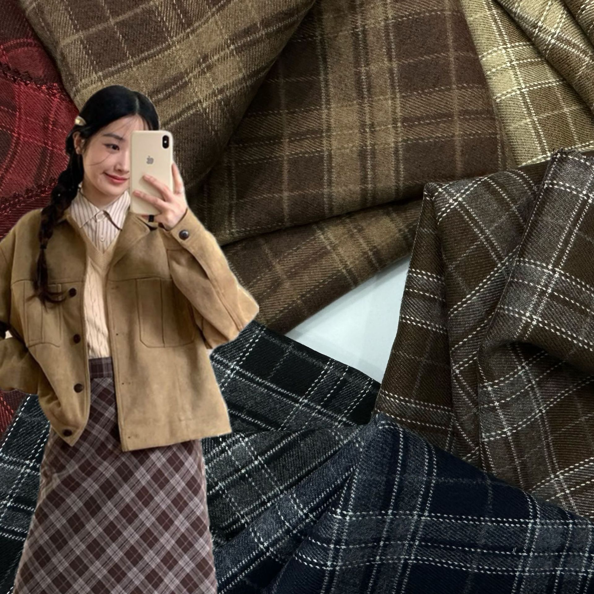 秋冬磨毛新款格子布 连衣裙短裙阔腿裤系列