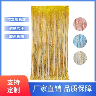 跨境1*2米雨丝帘生日节日背景布置派对用品来图定制亮光雨丝门帘
