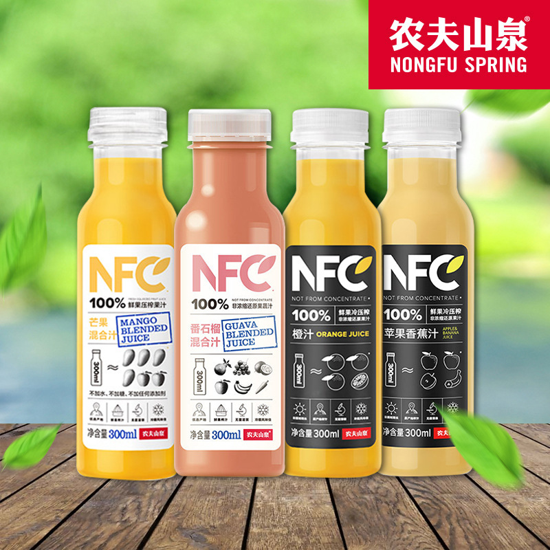 农夫山泉NFC果汁300ml*24瓶装网红00%鲜榨橙汁芒果苹果番石榴整箱