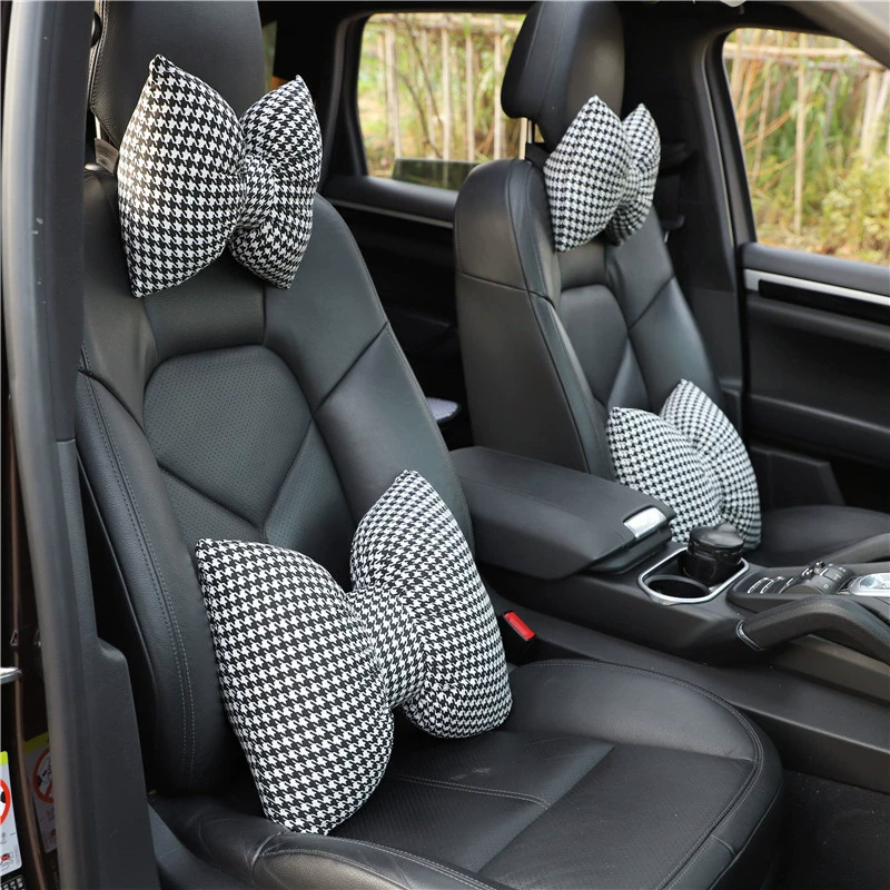 Зимний Автомобильный подголовник подушка для шеи плюшевая подголовник в ломаную клетку Автомобильная подушка интернет-знаменитости богиня автомобильные принадлежности