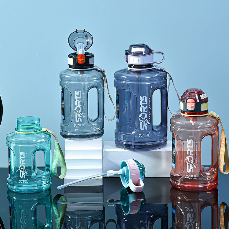 Big capacious high quality sports handheld portable straw for students with glass for gym, teapot