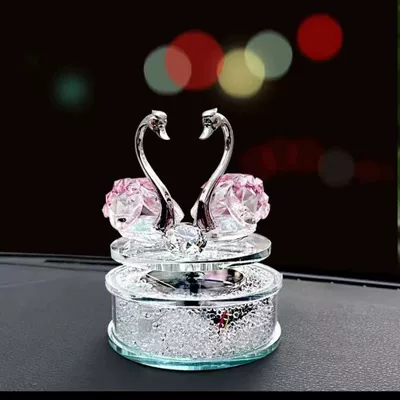 Creative Car Ornaments Solar Car ornaments - solar-rotating-pink-swan