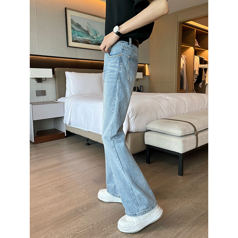 2026 nuevos jeans de verano delgados para hombres nuevos pantalones de color claro sueltos rectos de microboda para hombres