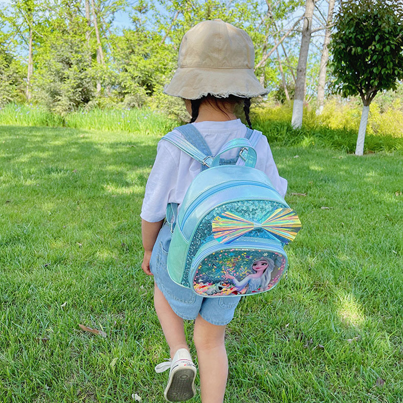 Bolso para niños 2021 nueva mochila de arco de sequilla princesa Elsa mochila de jalea transparente mochila de jardín de infantes