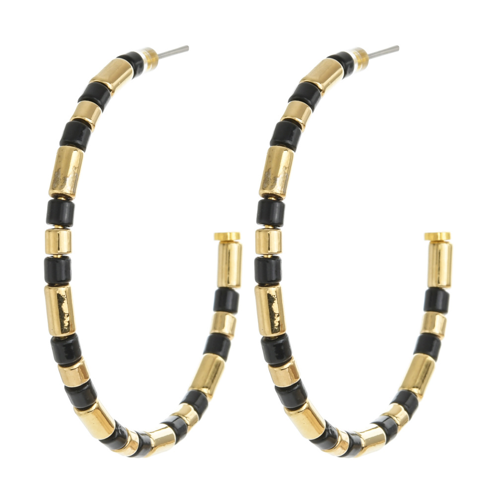 Beaded, Enamel Design 1 Pair Vintage Style Classic Style C Shape Geometric Beaded Enamel Alloy Ear Studs