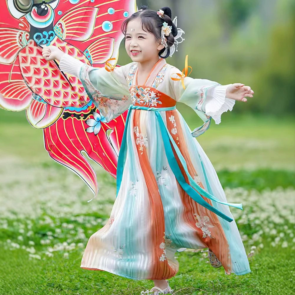 Hanfu Girла 2024 весенняя оригинальная юбка для детей в китайском стиле