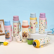 时尚儿童一盖三用保温杯学生不锈钢便携吸管杯高颜值卡通运动水杯