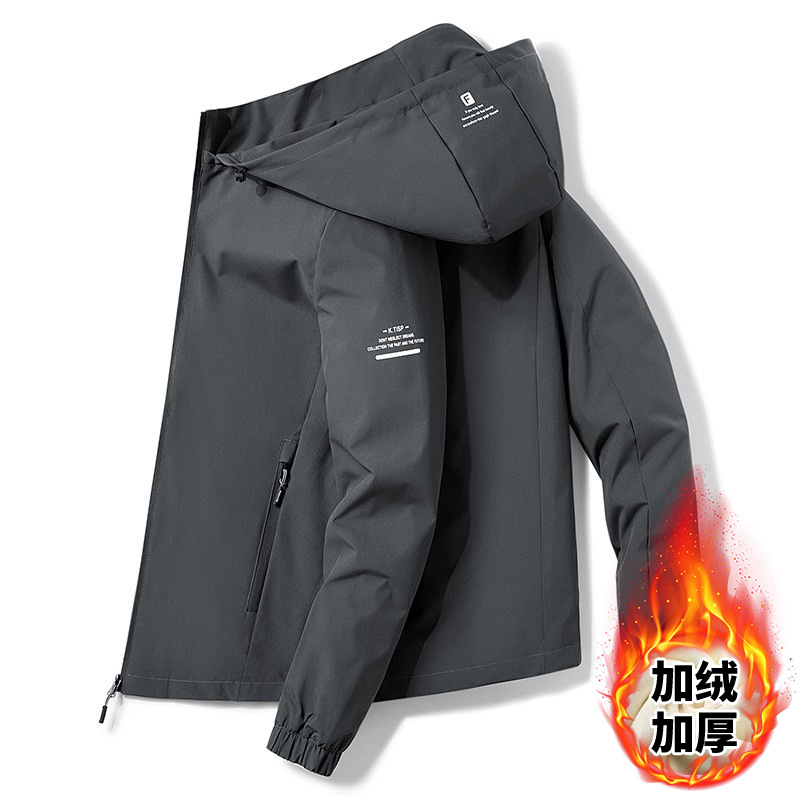 Chaqueta con Capucha Forrada de Polar para Hombre, Nueva Colección Primavera-Otoño 2025, Chaqueta Casual de Negocios a la Moda, Comercio Transfronterizo