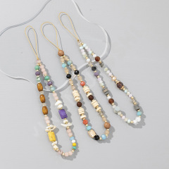 Bohemian style colorful short mobile phone chain multi-element beaded mobile phone lanyard mobile phone case pendant new product
