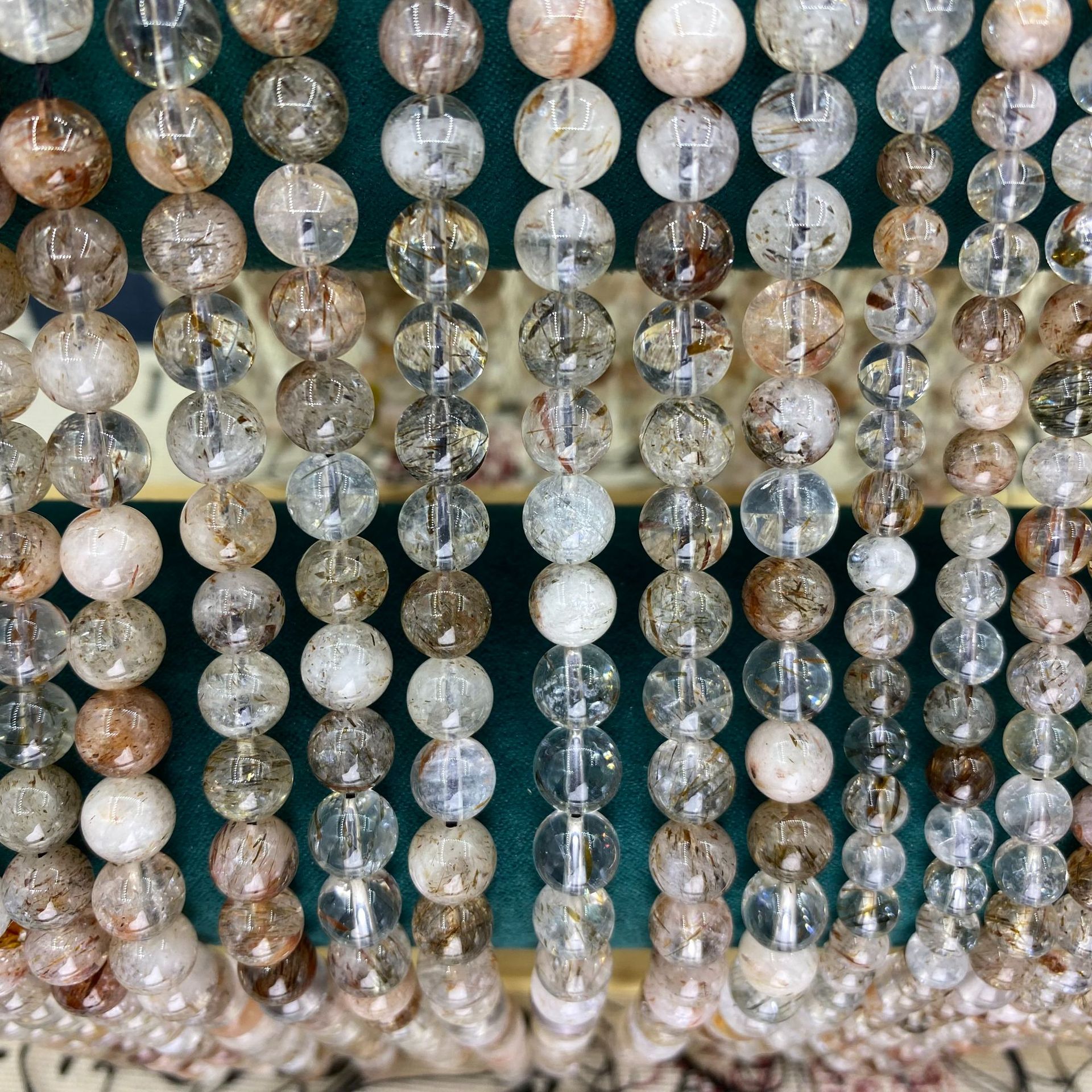 black gold super seven natural crystal stone round beads handmade diy ornament accessories super 7 bracelet beaded loose beads