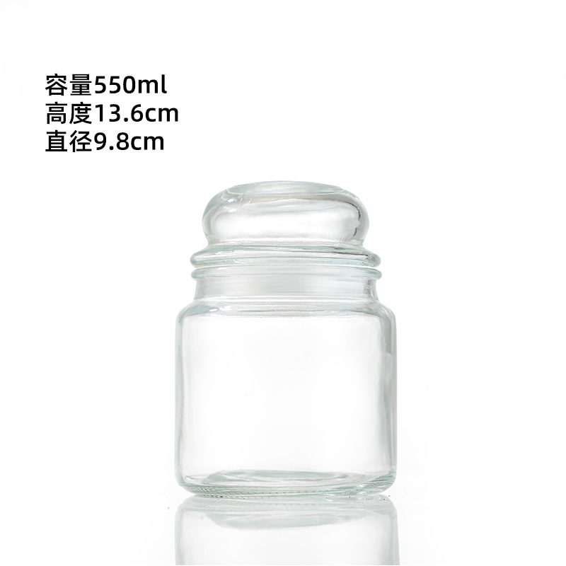 Tanque de almacenamiento de cabeza de hongo transparente redondo, tanque de almacenamiento de bocadillos sellado, tanque de almacenamiento de alimentos de cocina con tapa al por mayor